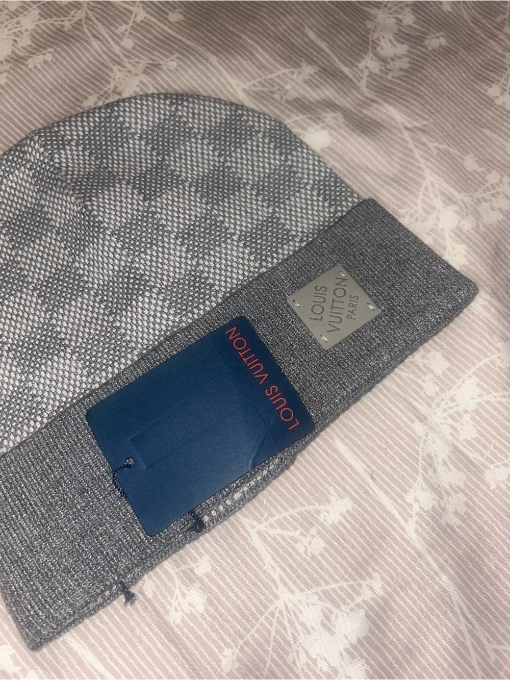 Louis Vuitton Black Knit Beanie with Logo Patch